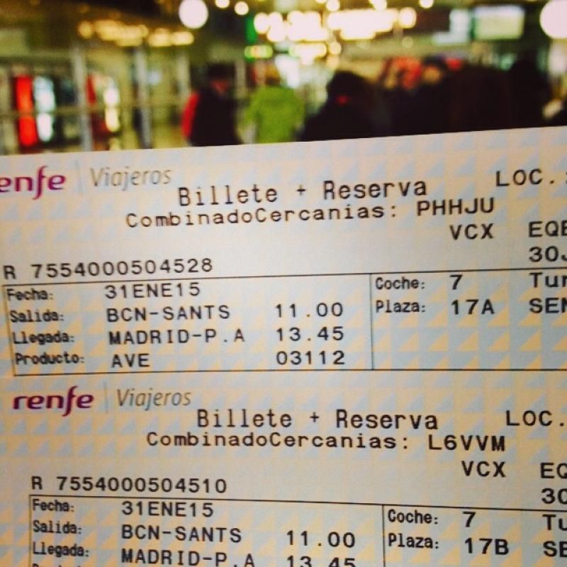 Barselona-Madrid hızlı tren biletimiz