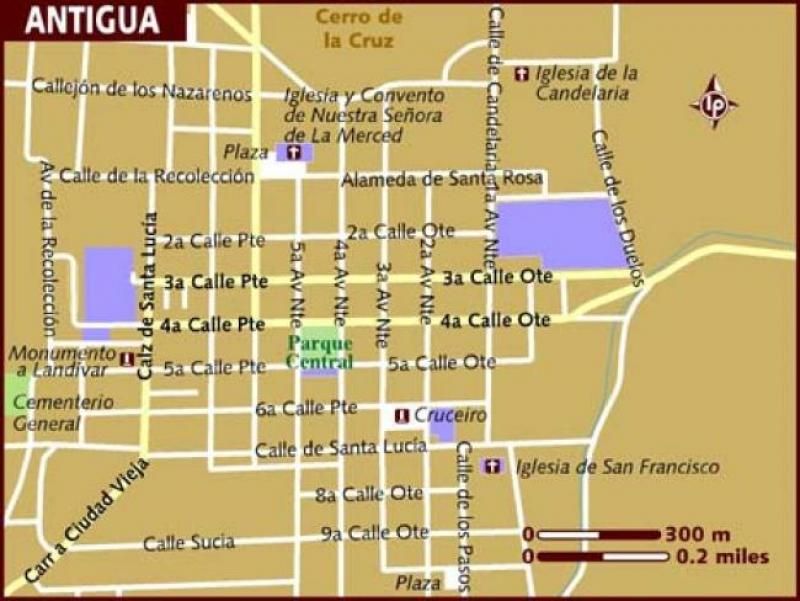 Image Map Of Antigua Guatemala 
