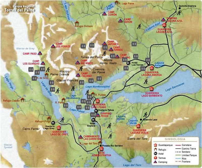 Карта торрес дель пайне